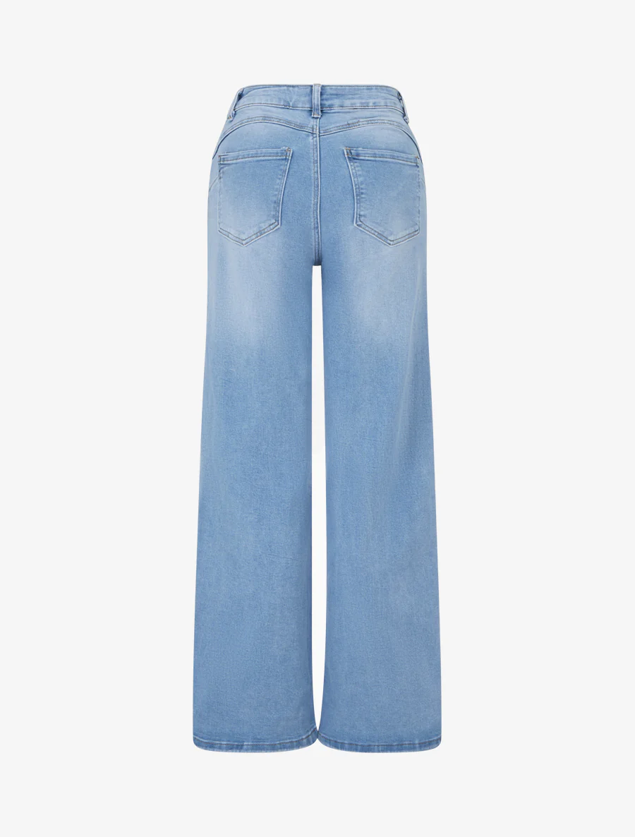 Jean droit push-up taille haute - Bleu clair - Image 2