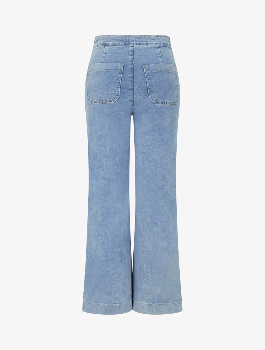 Jean droit style pantalon à pont - Bleu - Image 2