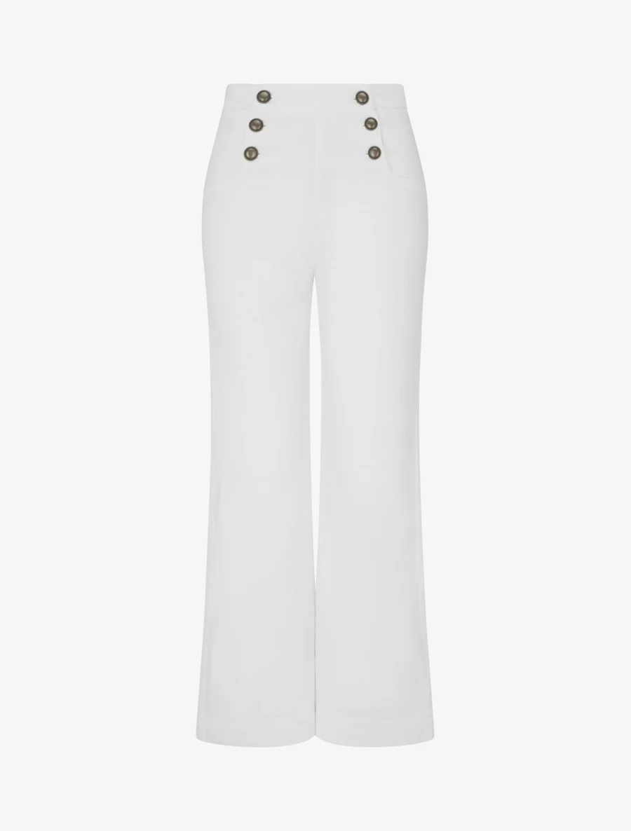 Jean droit style pantalon à pont - Blanc