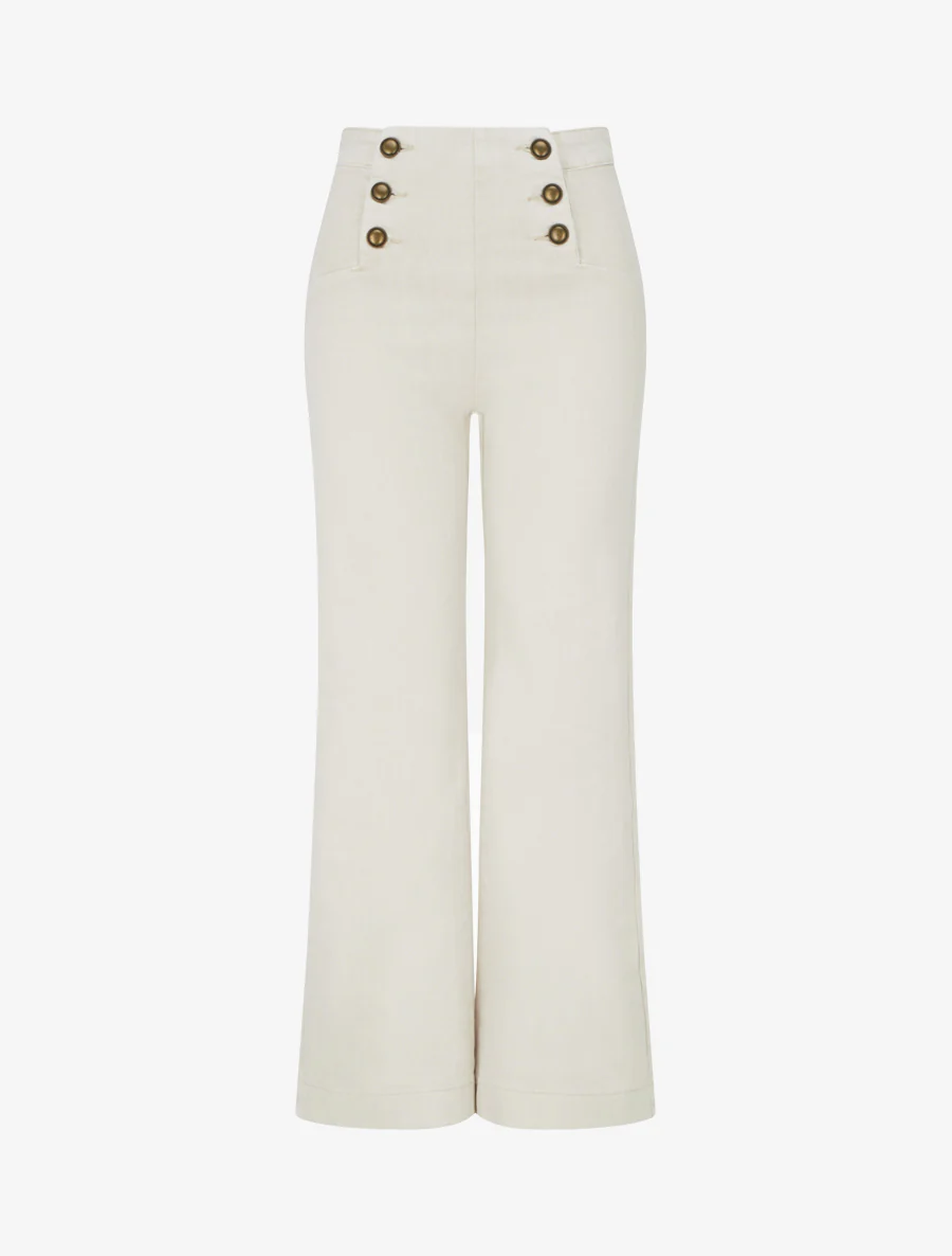 Jean droit style pantalon à pont - Beige