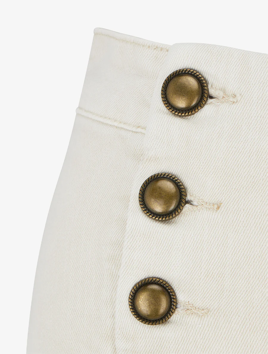 Jean droit style pantalon à pont - Beige - Image 3