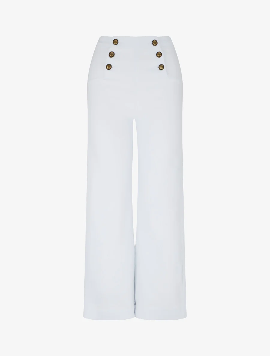 Jean droit style pantalon à pont - Blanc