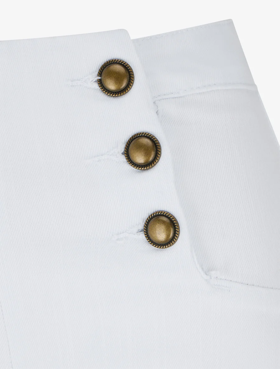 Jean droit style pantalon à pont - Blanc - Image 3