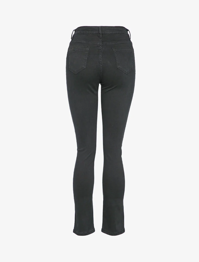 Jean droit taille haute uni - Noir - Image 2