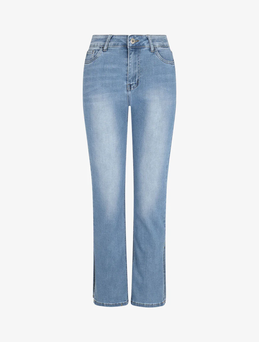 Jean droit taille standard à fentes - Bleu clair