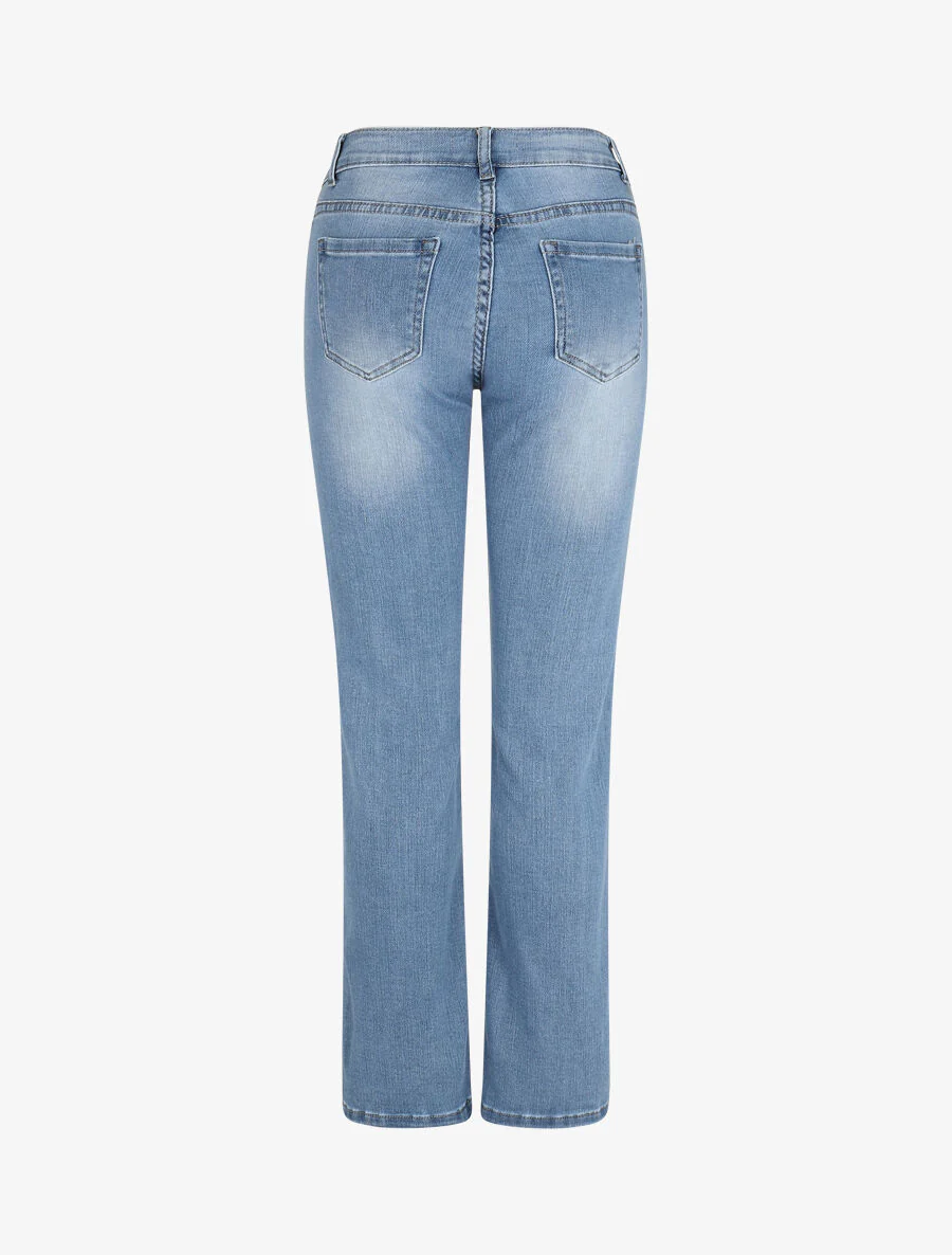 Jean droit taille standard à fentes - Bleu clair - Image 2