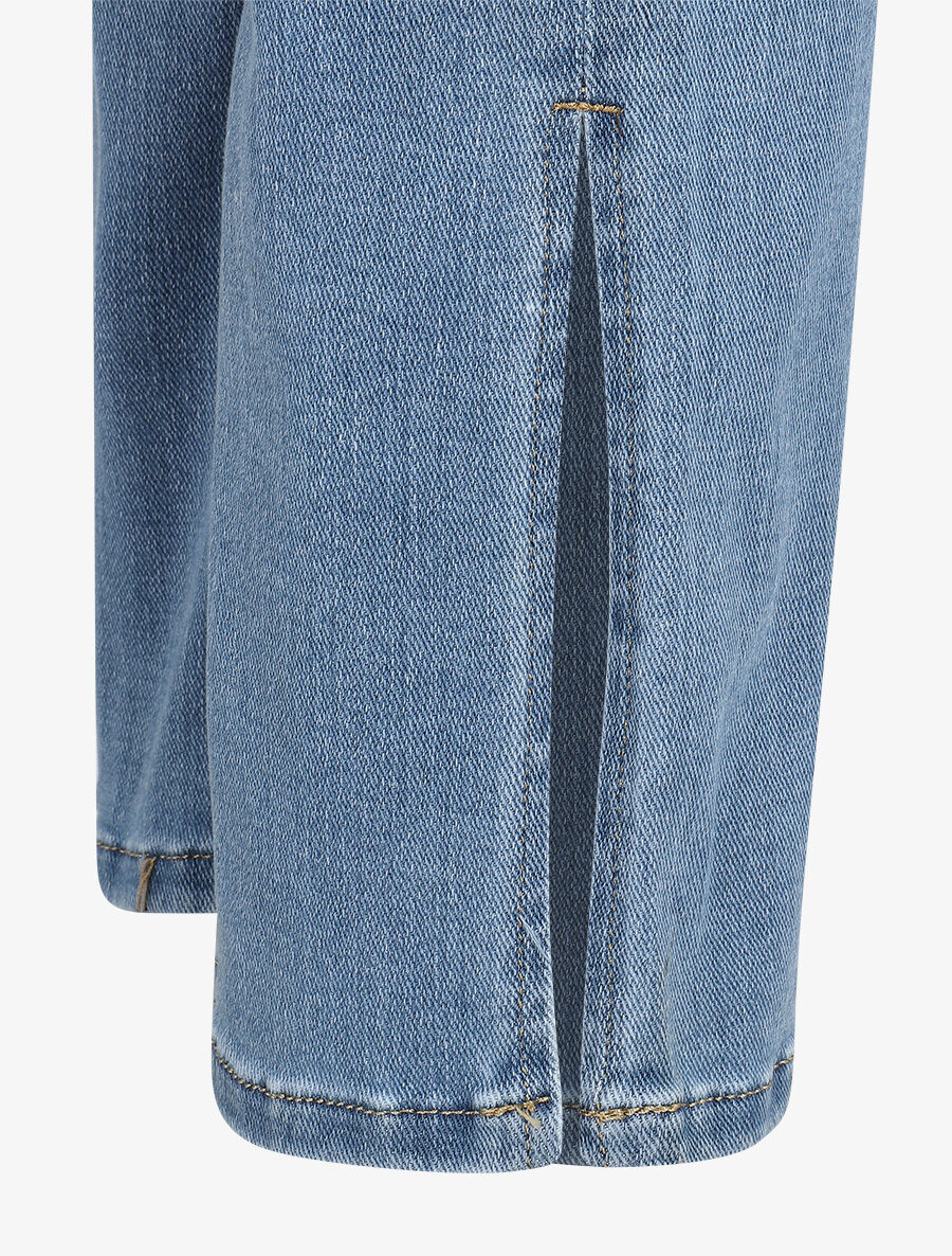 Jean droit taille standard à fentes - Bleu clair - Image 3