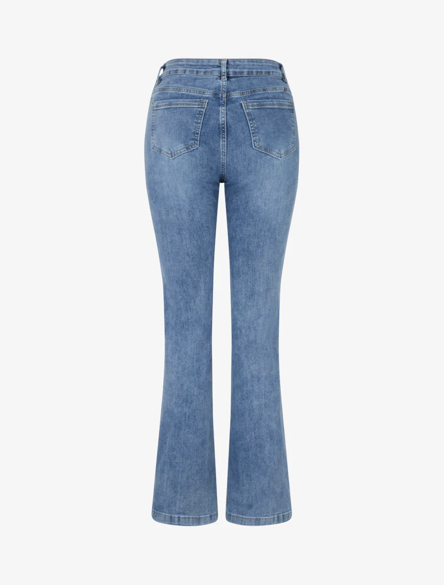 Jean droit taille standard boutonnée - Bleu - Image 2