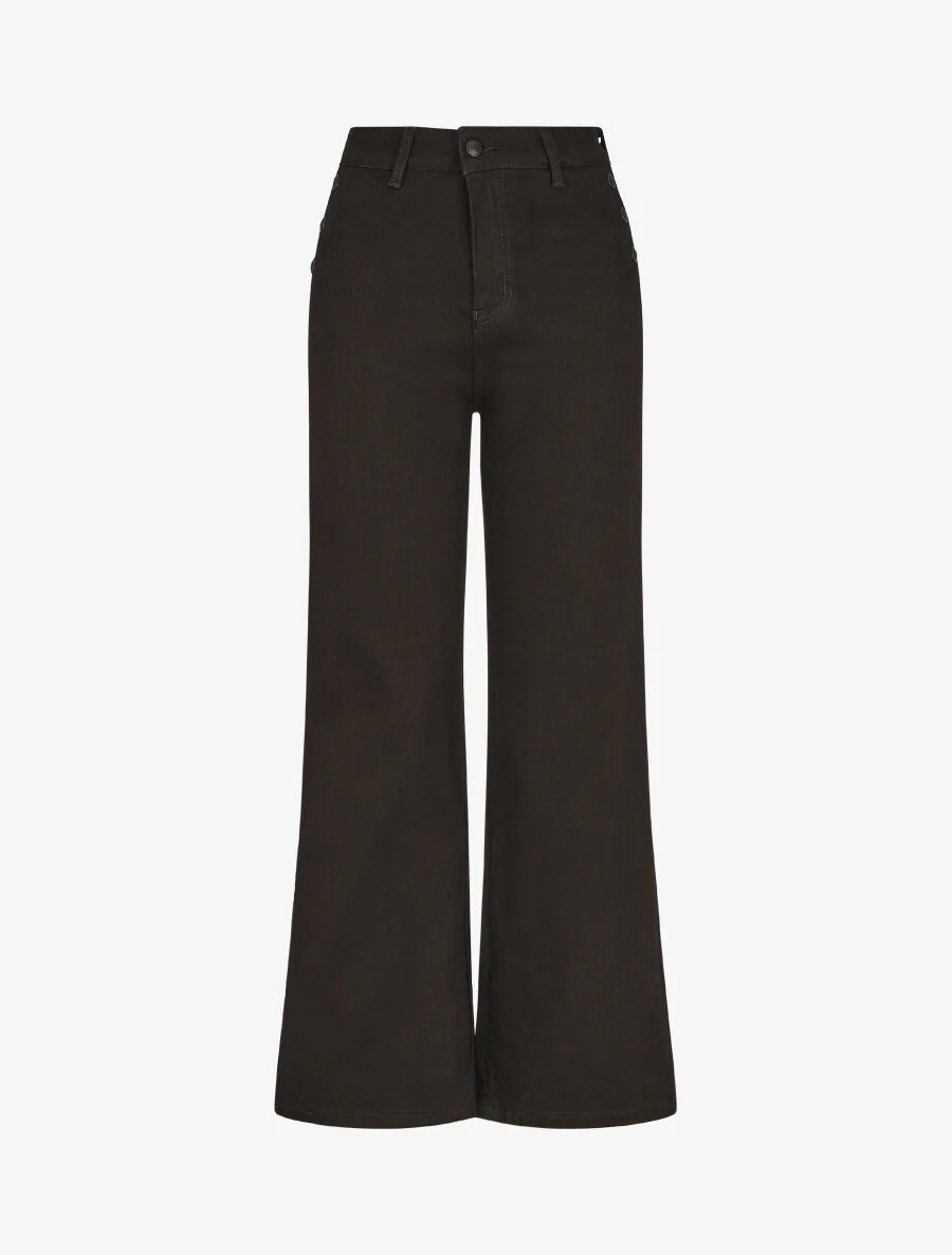 Jean droit uni taille haute - Noir