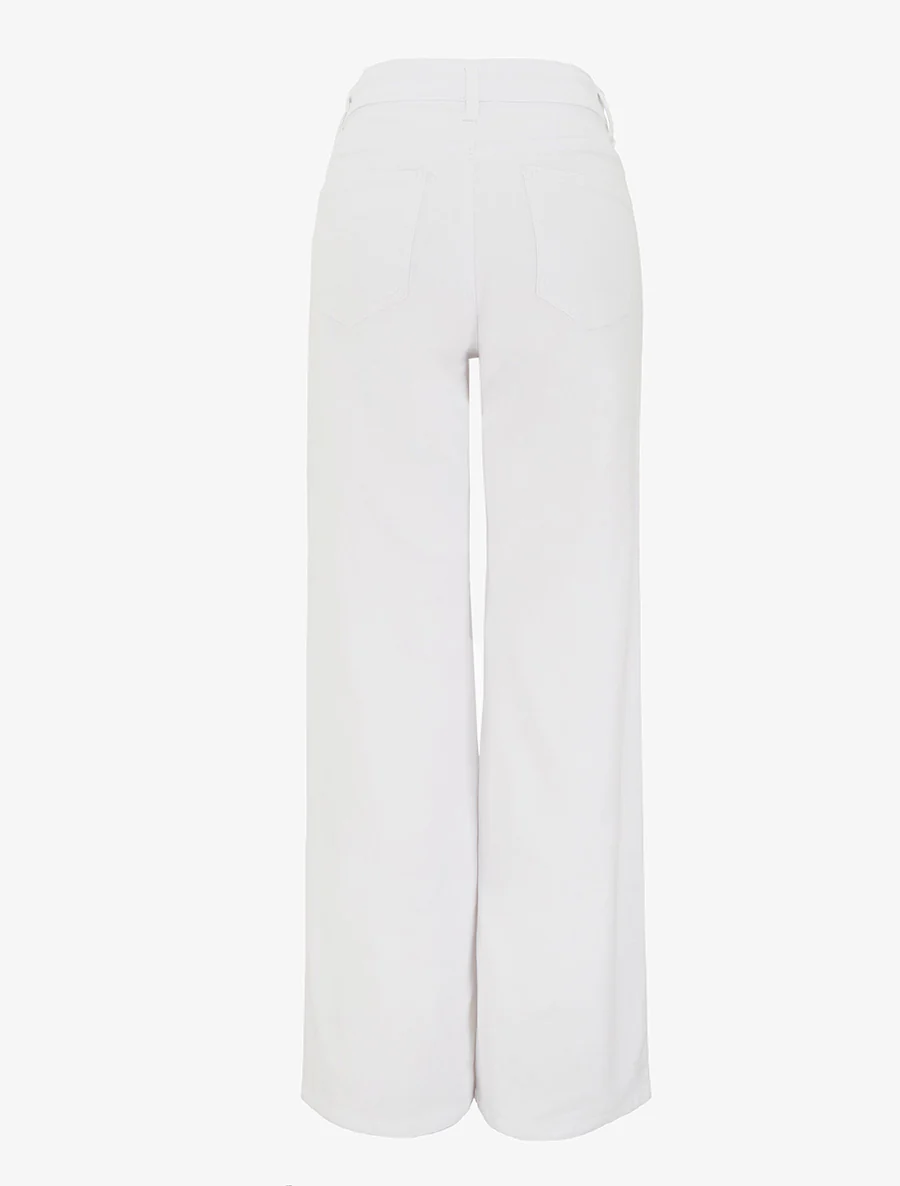 Jean wide leg uni taille haute - Blanc - Image 2