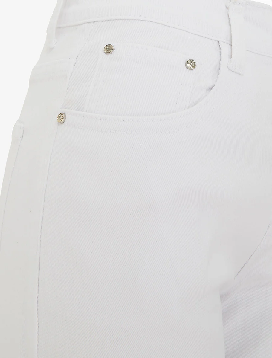 Jean wide leg uni taille haute - Blanc - Image 3