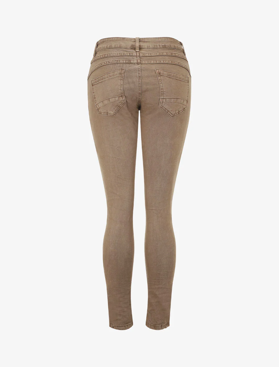 Jean effet froissé coupe slim - Taupe - Image 2