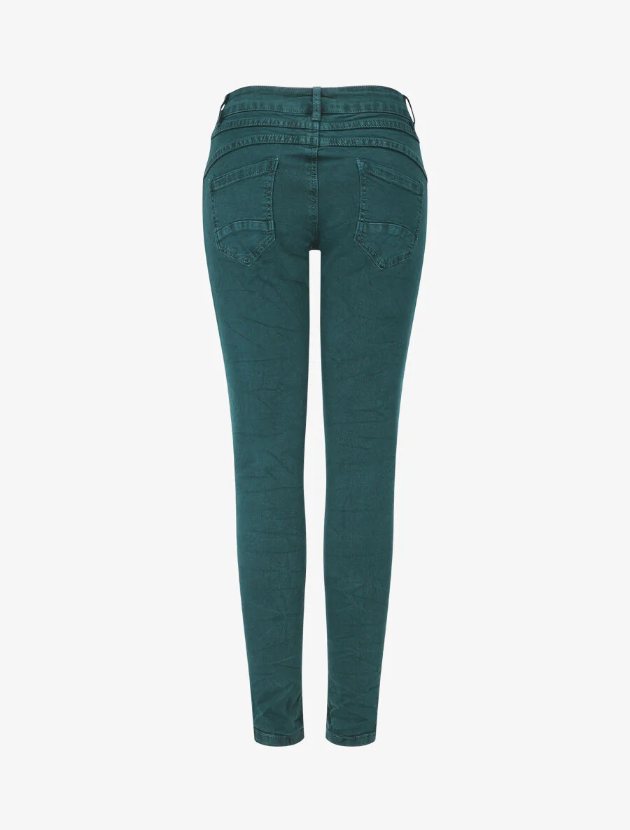 Jean effet froissé coupe slim - Vert émeraude - Image 2