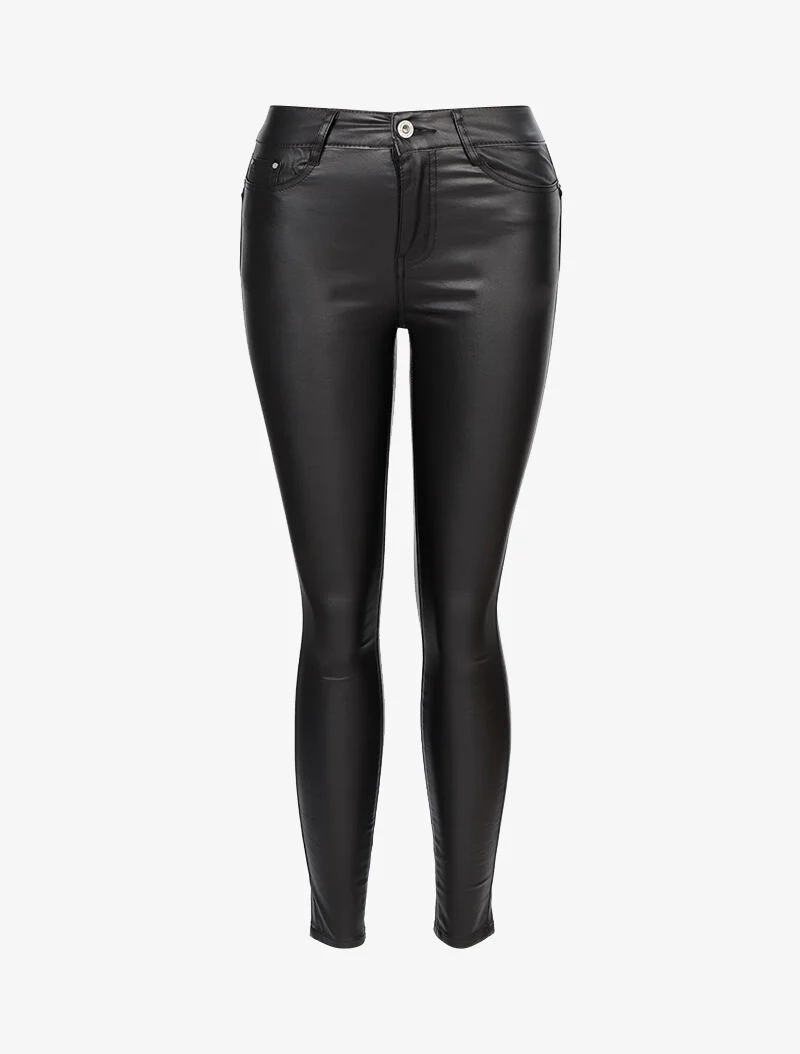 Jean en simili à coutures arrière stylisées - noir - Image 2