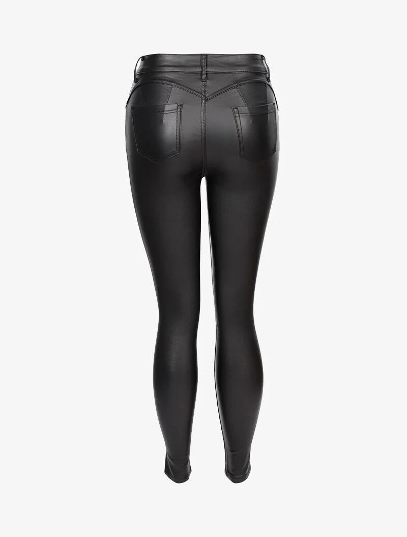 Jean en simili à coutures arrière stylisées - noir - Image 3
