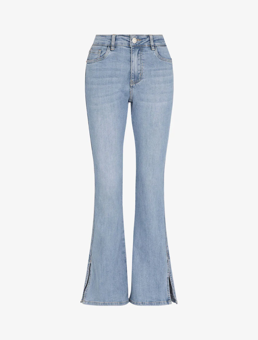 Jean fendu coupe flare à taille standard - Bleu ciel