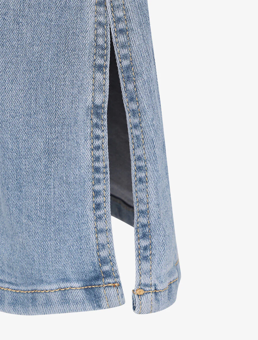 Jean fendu coupe flare à taille standard - Bleu ciel - Image 3