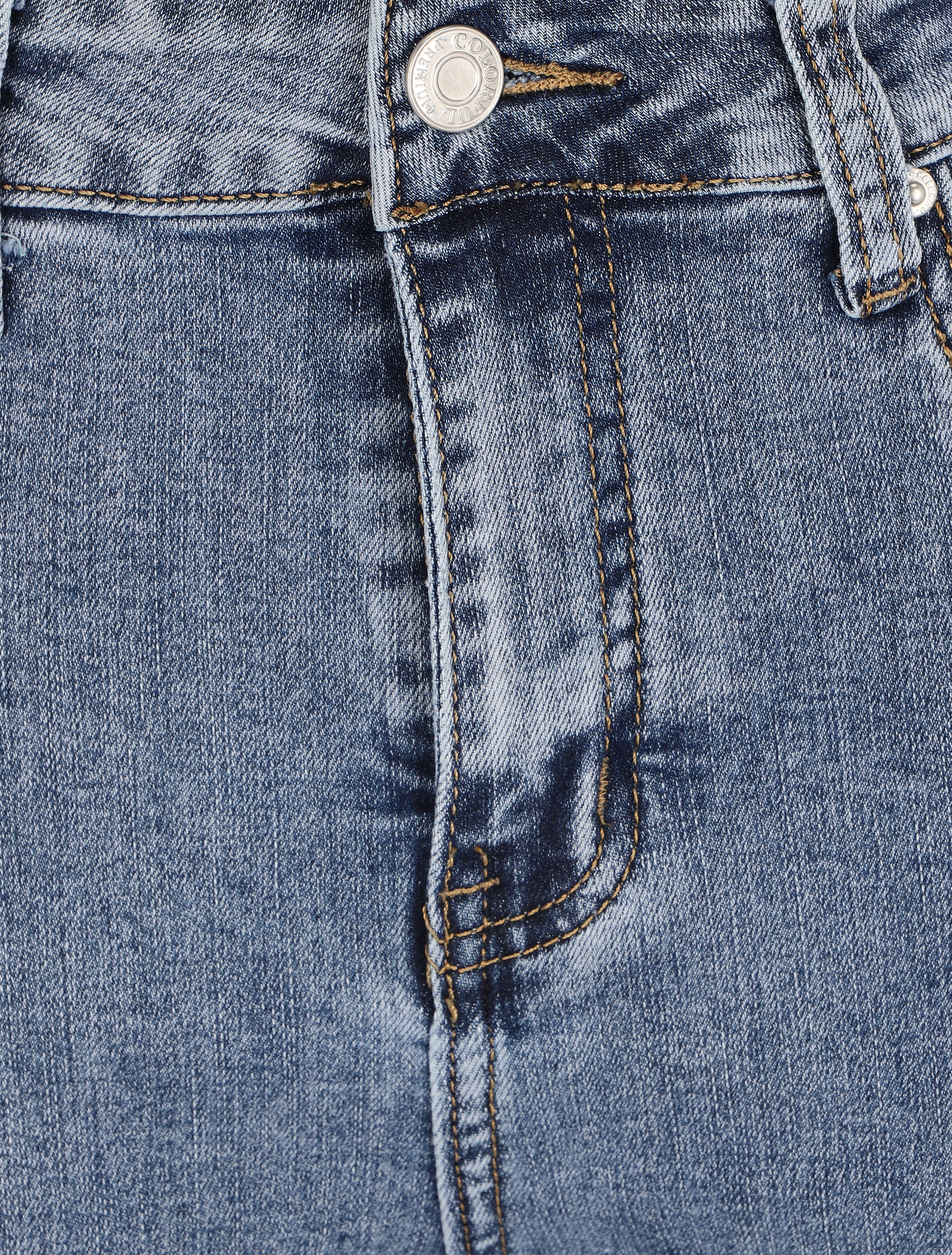 Jean flare 7/8 à taille haute et bords efficochés - Bleu clair - Image 3