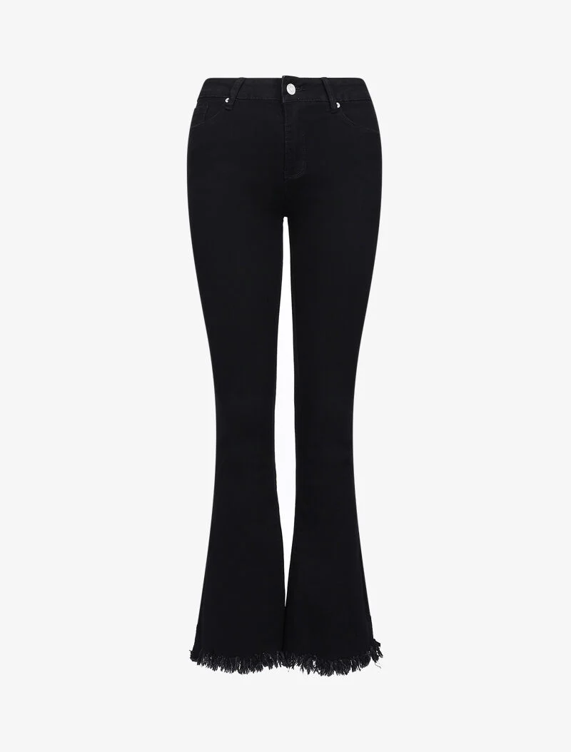 Jean flare à bords coupe franche - Noir