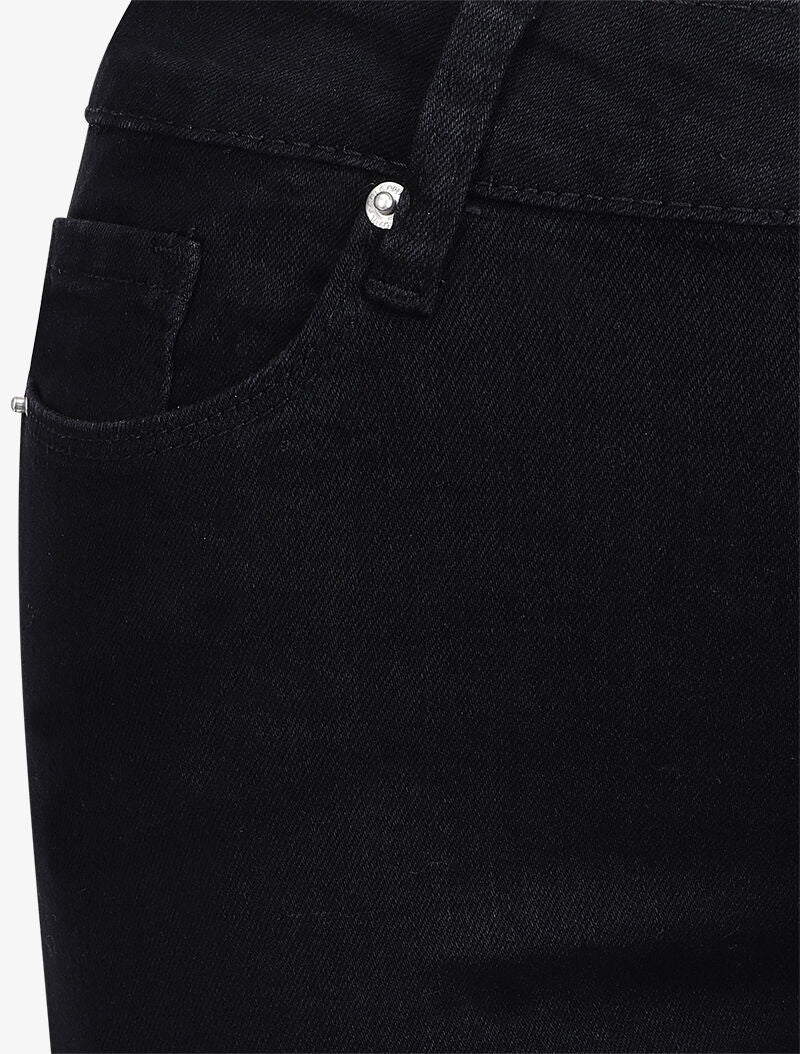 Jean flare à bords coupe franche - Noir - Image 3