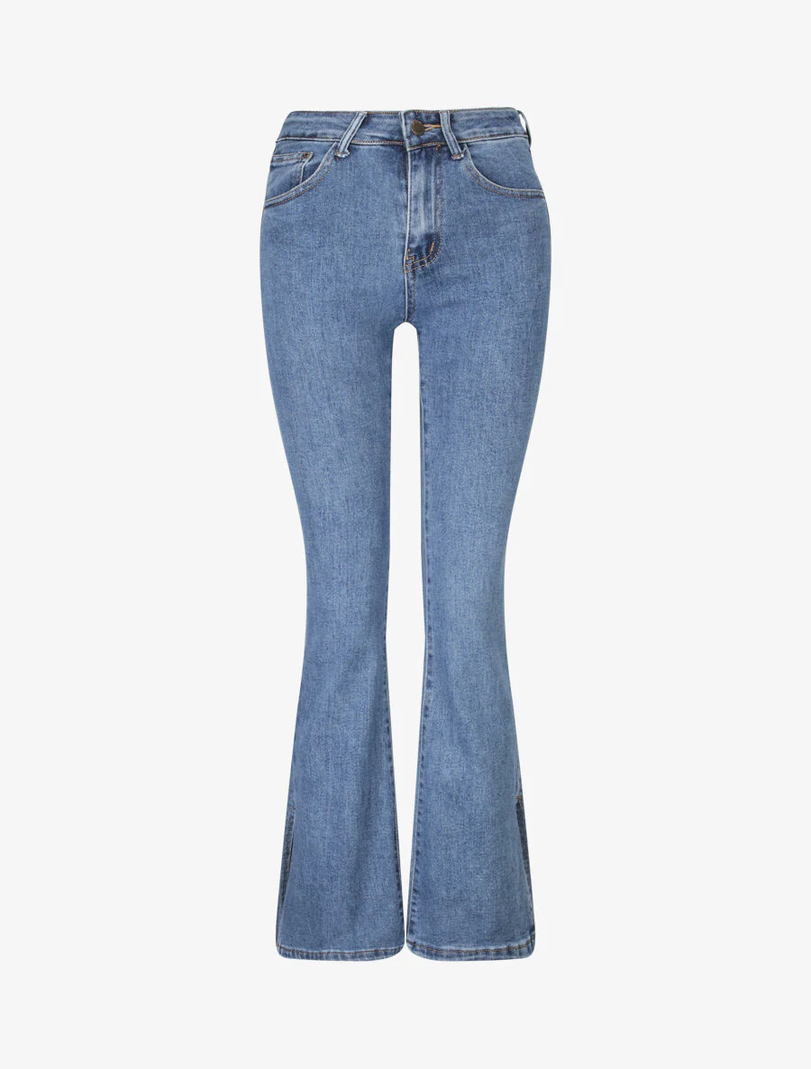 Jean flare à bords fendus - Bleu