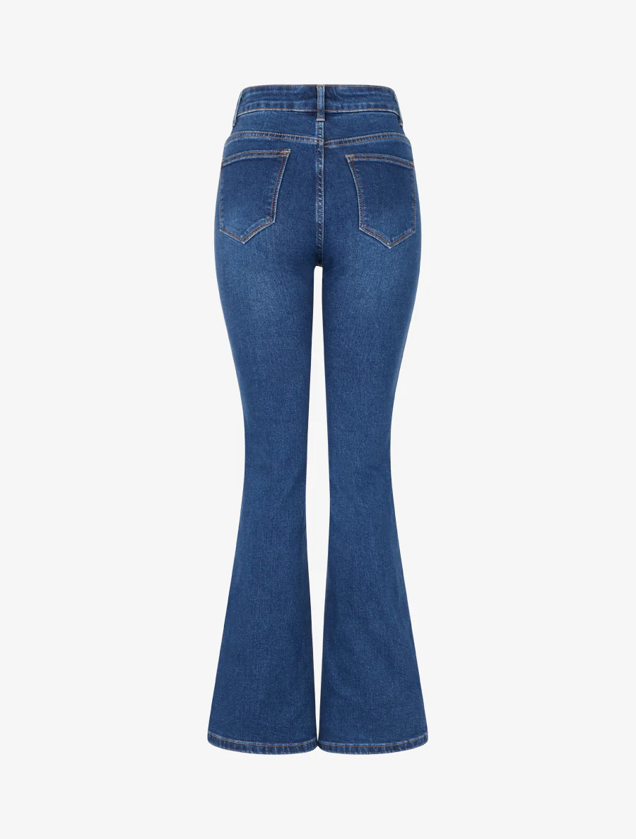 Jean flare à poches plaquées - Bleu brut - Image 2