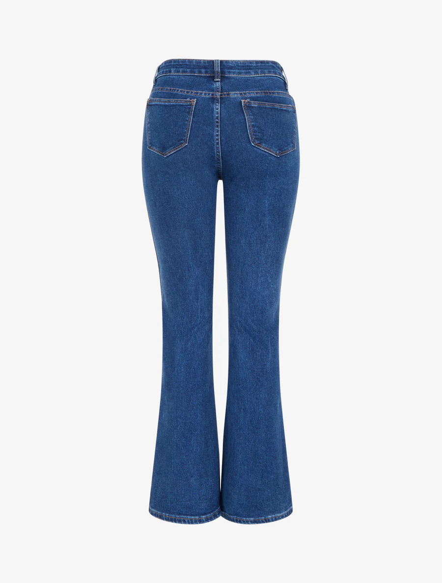 Jean flare boutonné à taille haute - Bleu brut - Image 2