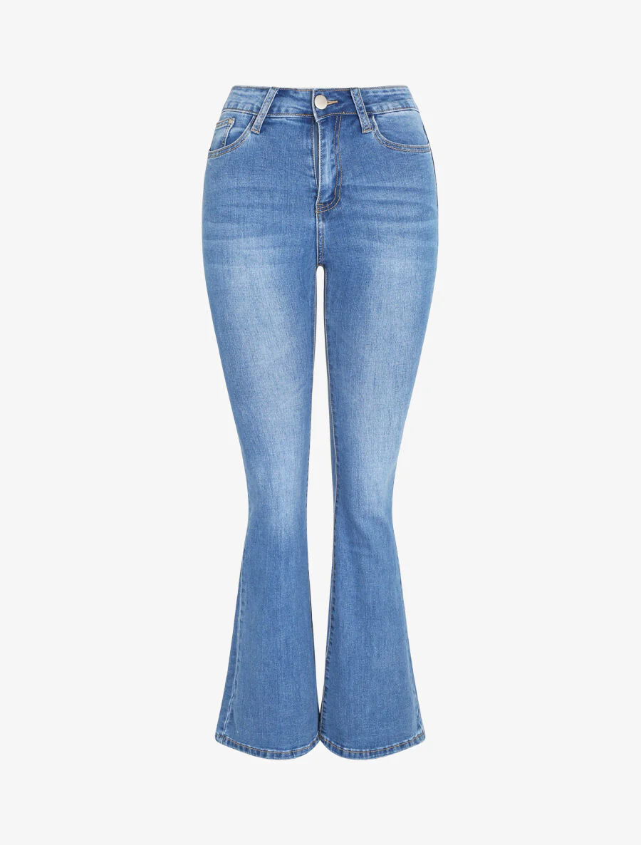 Jean flare délavé extra long - Bleu