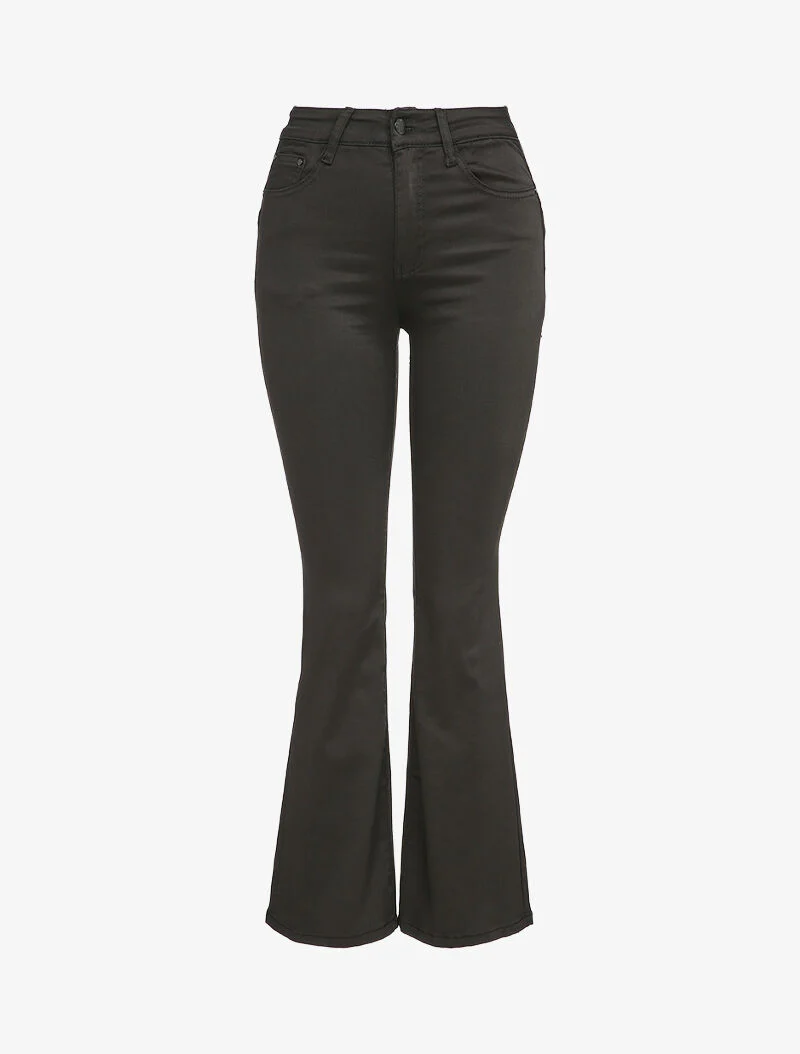 Jean flare effet satiné - Noir