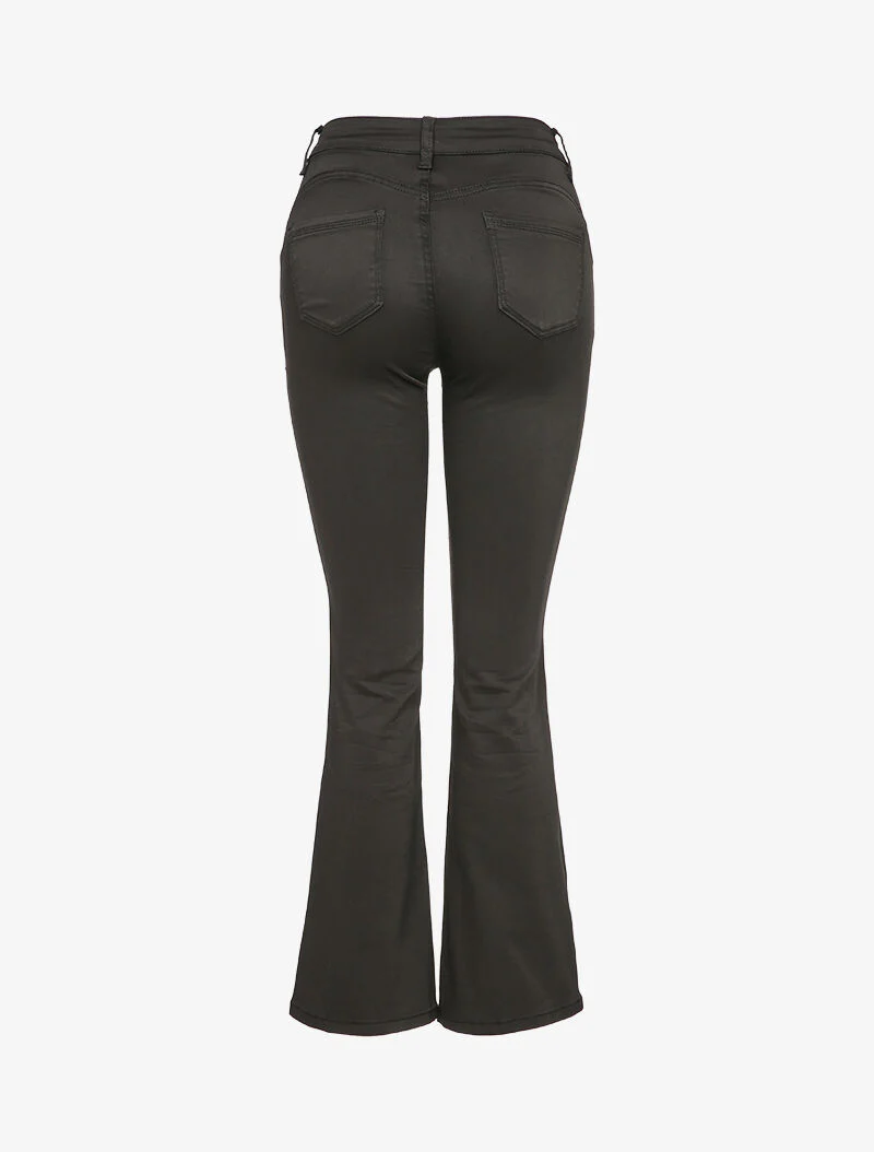 Jean flare effet satiné - Noir - Image 2
