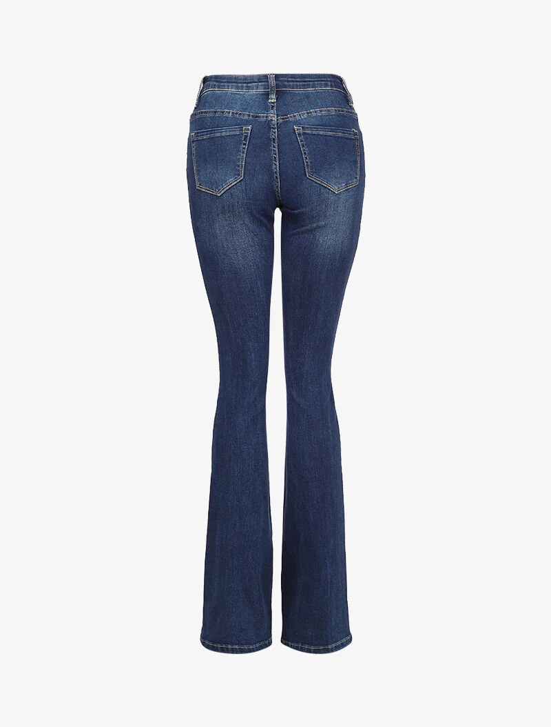 Jean flare extra long à taille standard - Bleu denim - Image 2