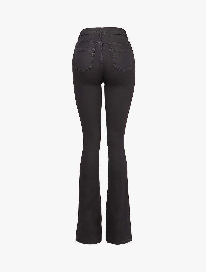 Jean flare extra long à taille standard - Noir - Image 2