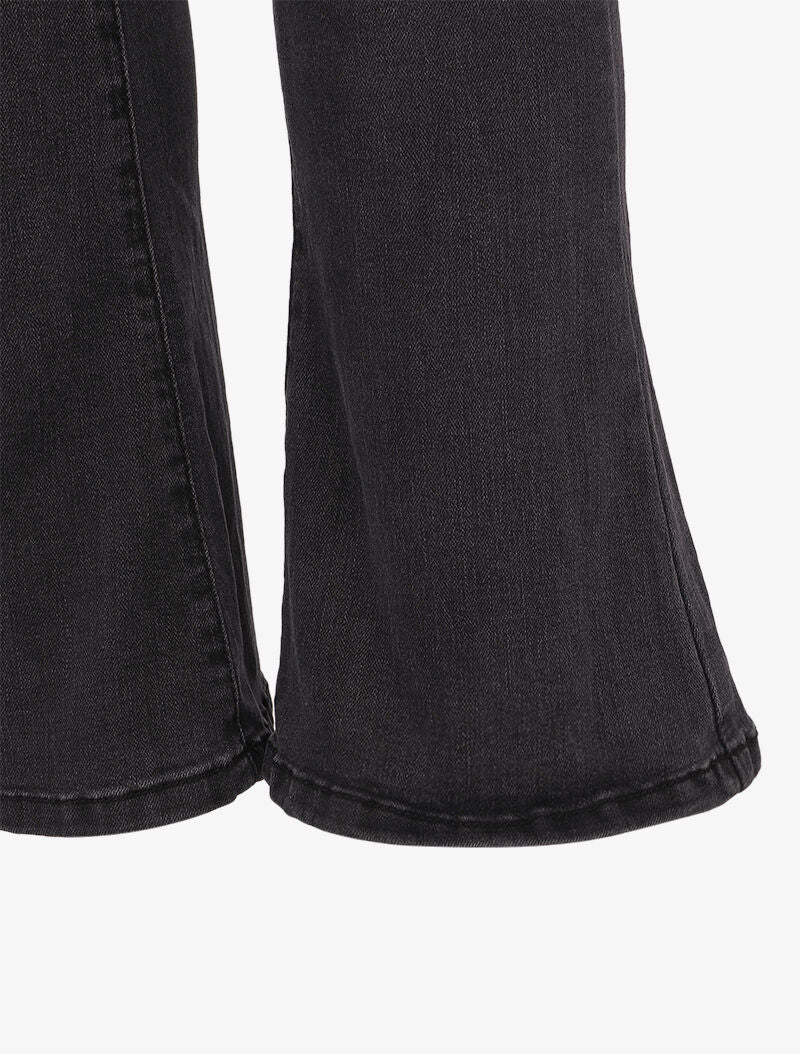 Jean flare légèrement délavé - Gris foncé - Image 3