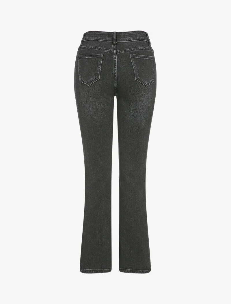 Jean flare légèrement délavé - Gris foncé - Image 2