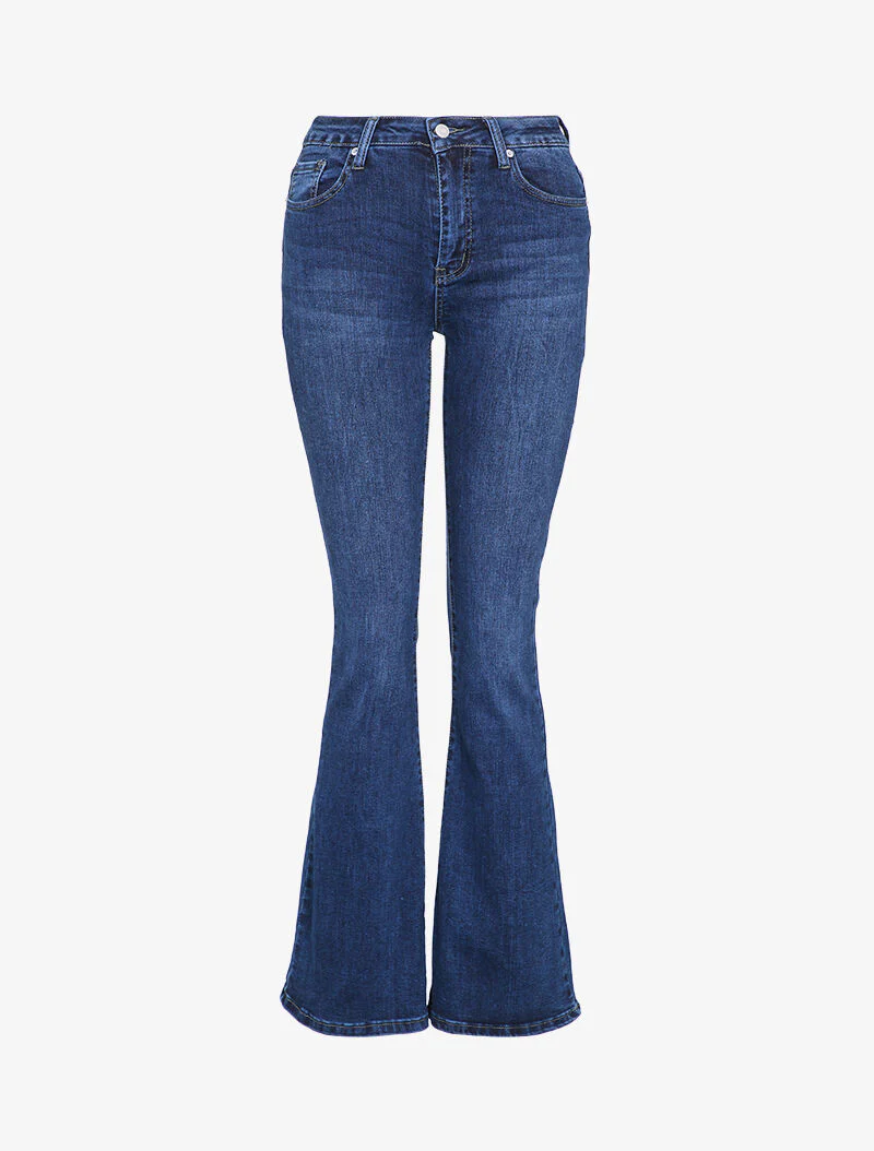 Jean flare légèrment délavé - Bleu denim
