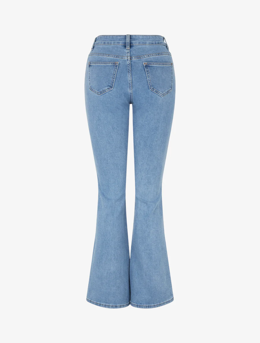 Jean flare push-up à boutonnage croisé - Bleu clair - Image 2