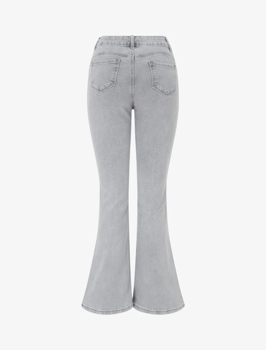 Jean flare push up taille haute - Gris clair - Image 2