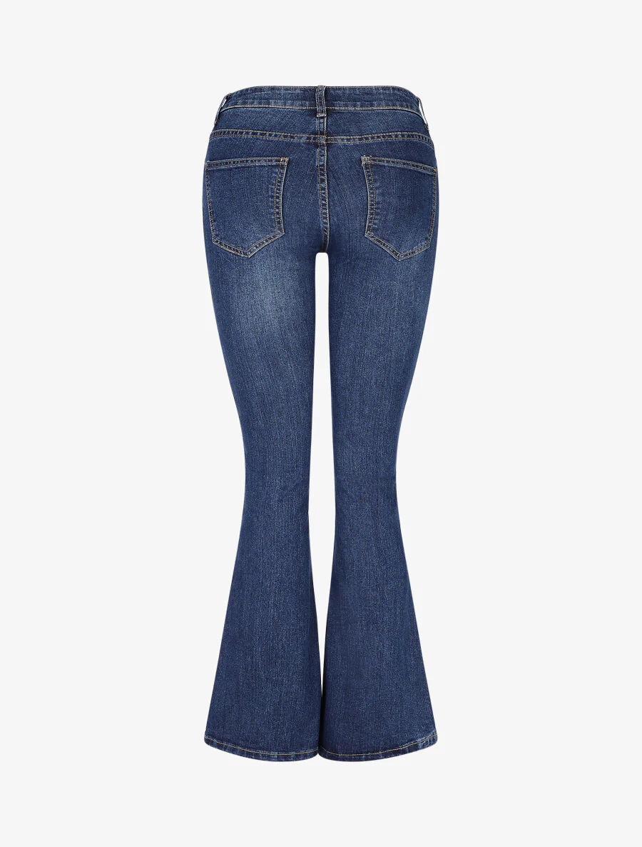 Jean flare stretch taille haute - Bleu denim - Image 2