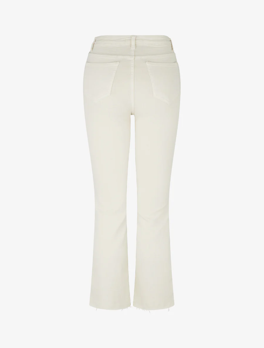 Jean flare taille haute à bords francs - Écru - Image 2
