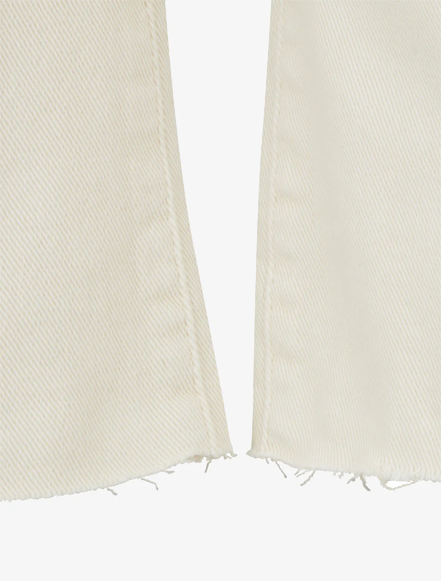 Jean flare taille haute à bords francs - Écru - Image 3