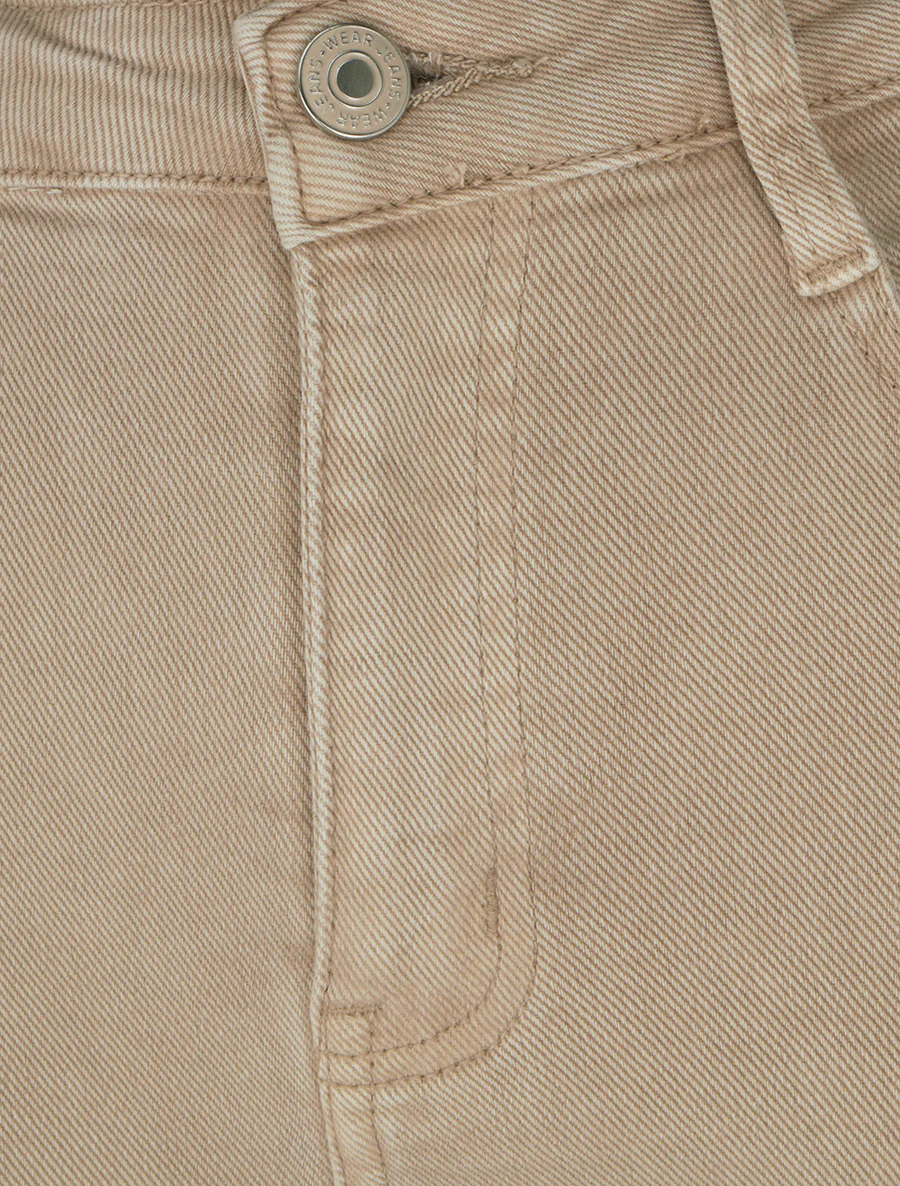 Jean flare taille haute à bords francs - Beige - Image 3