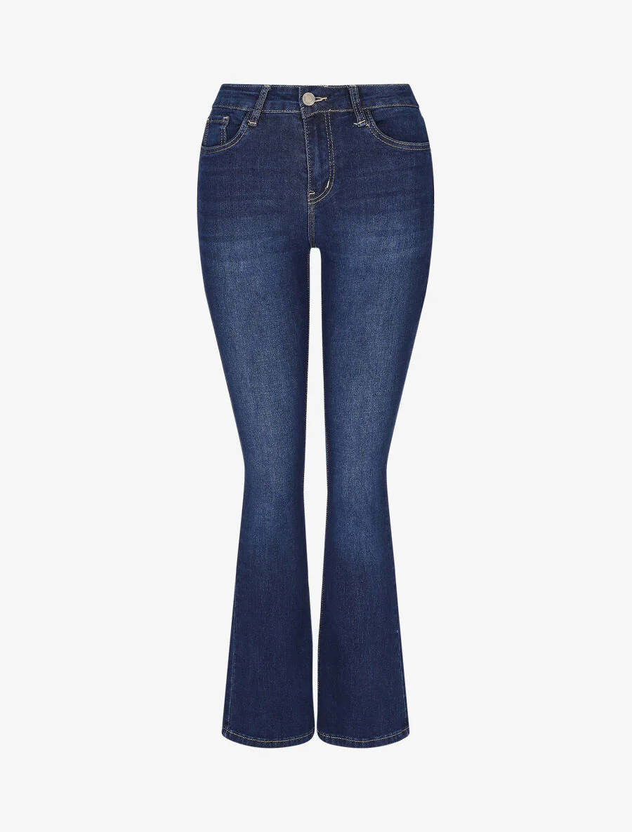 Jean flare taille haute - Bleu