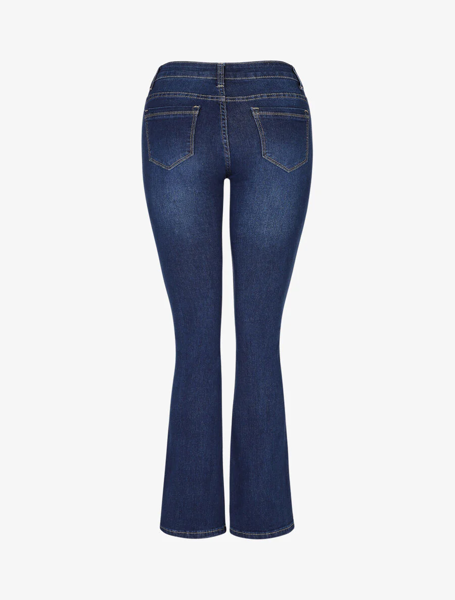Jean flare taille haute - Bleu - Image 2