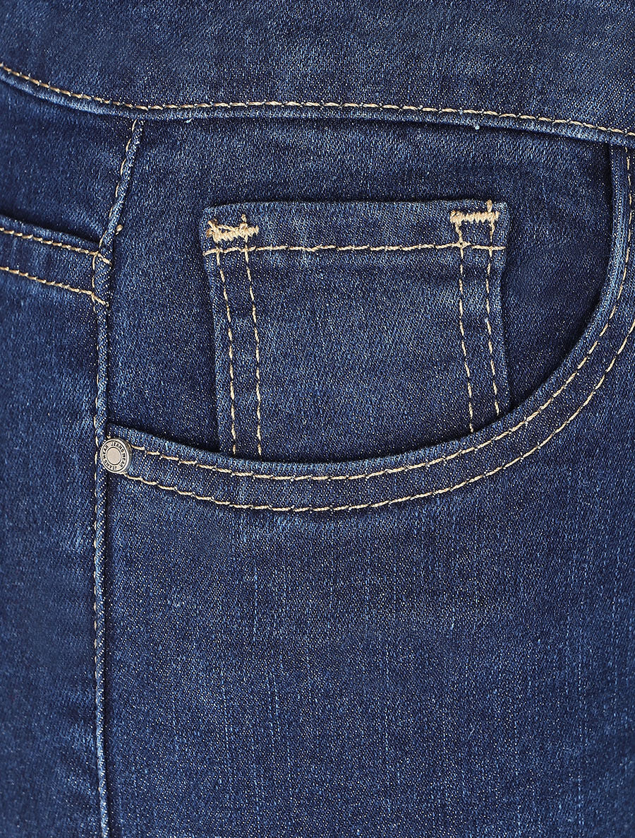 Jean flare taille haute - Bleu - Image 3