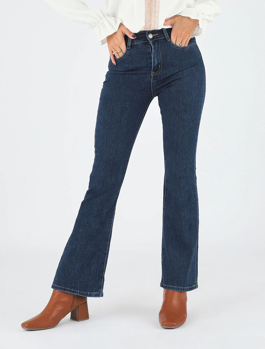 Jean flare taille standard - Bleu brut - Image 4