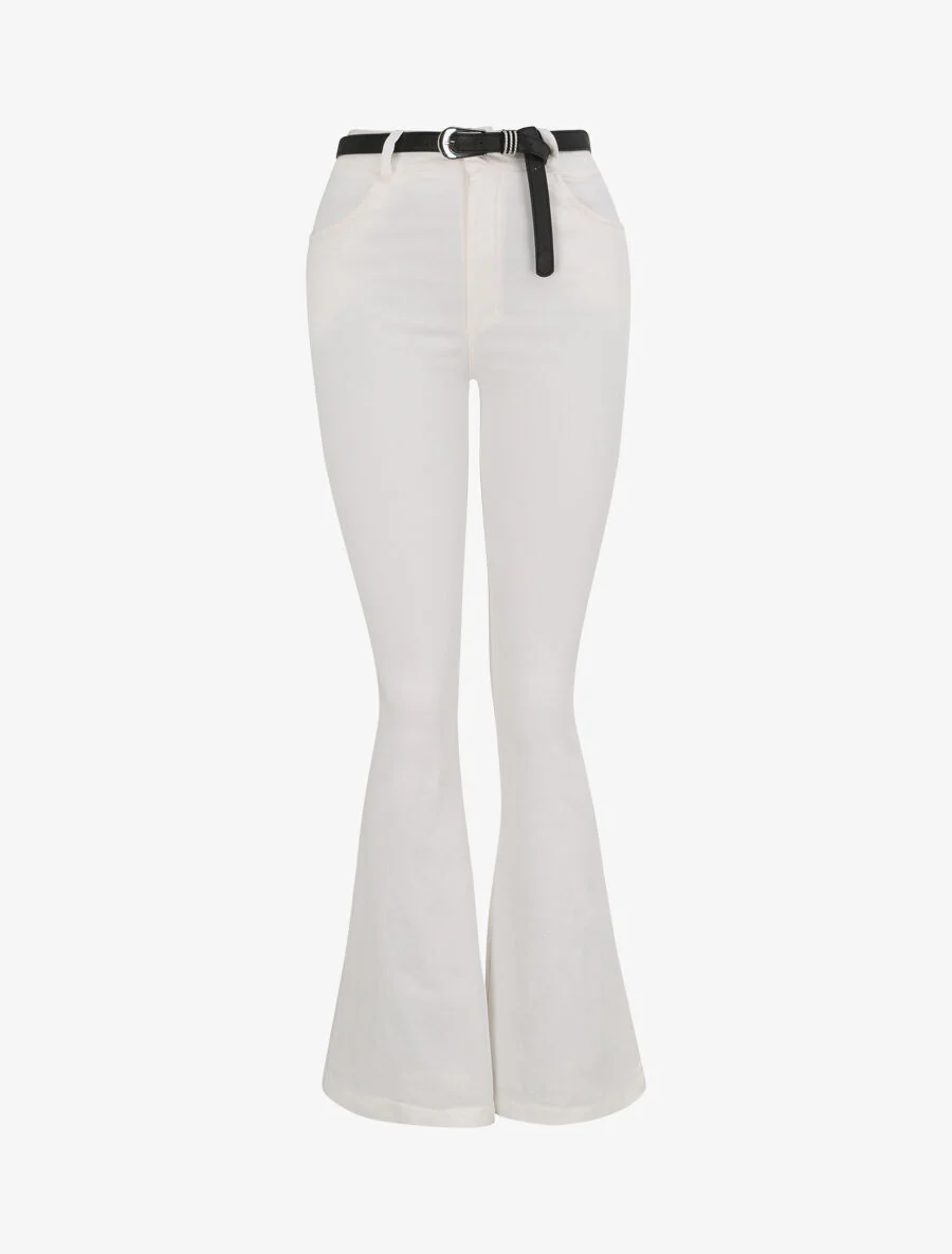 Jean flare uni - Blanc