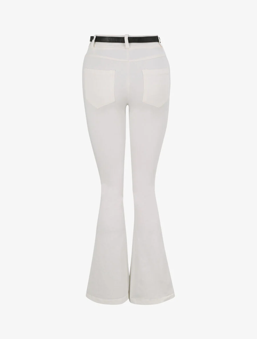 Jean flare uni - Blanc - Image 2