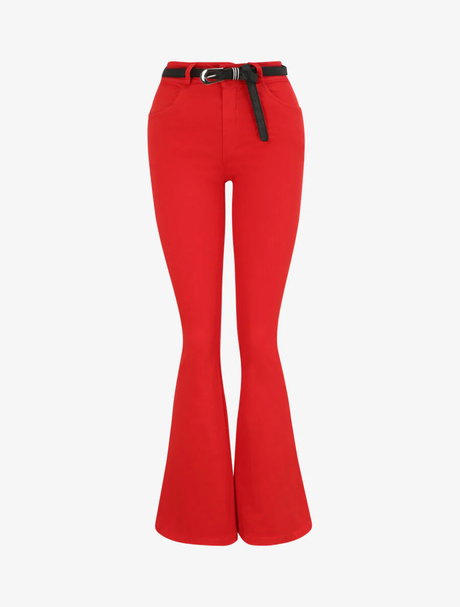 Jean flare uni - Rouge