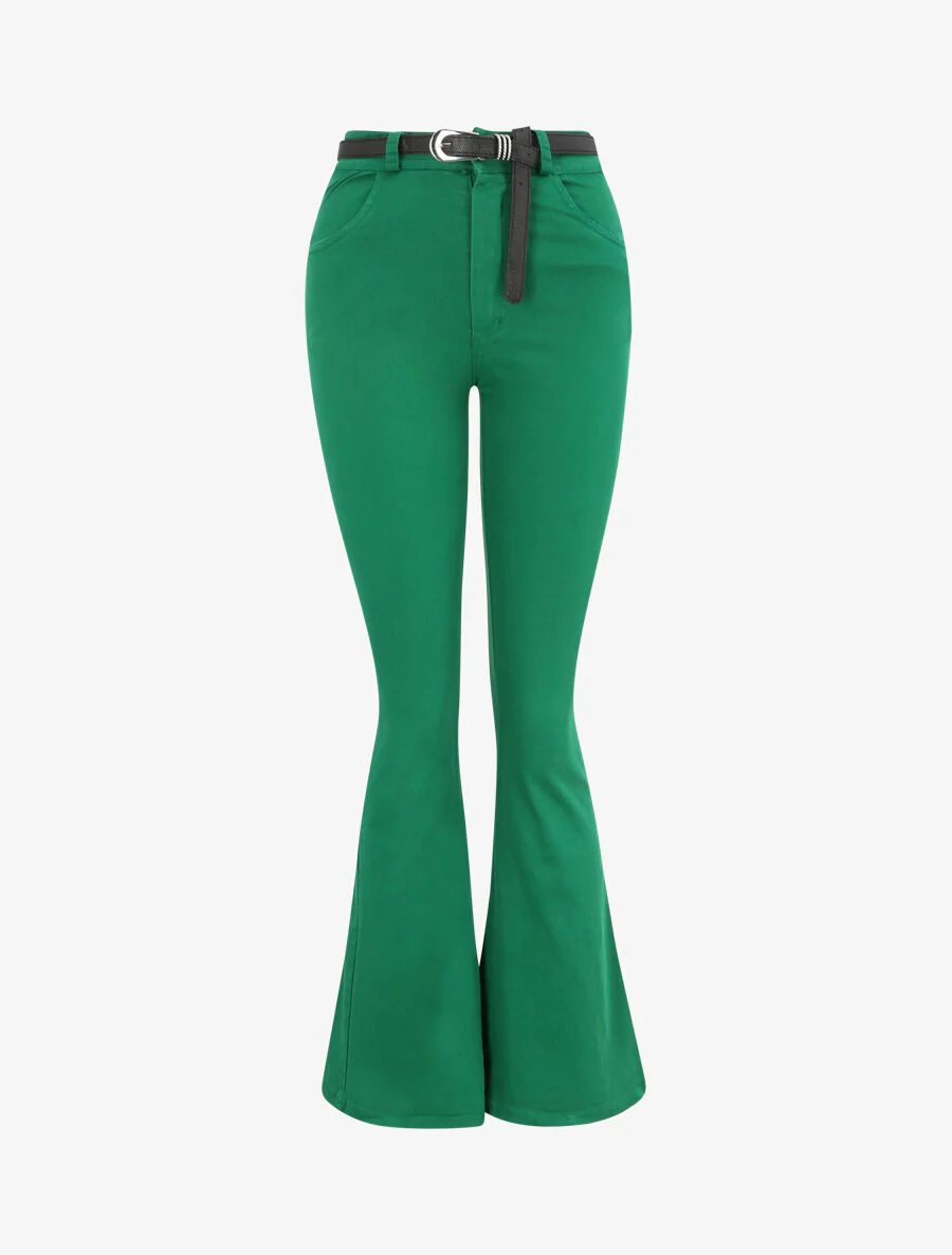 Jean flare uni - Vert