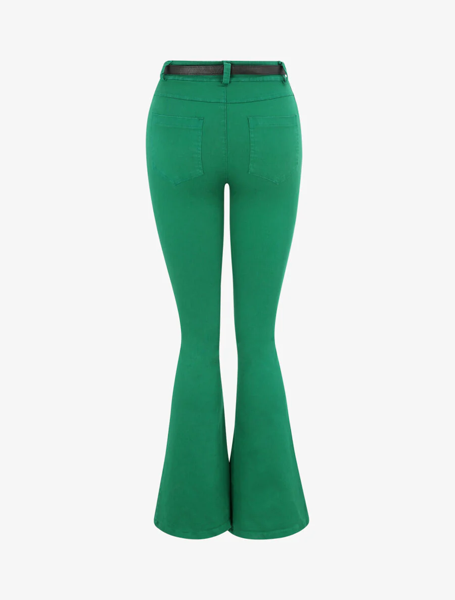 Jean flare uni - Vert - Image 2